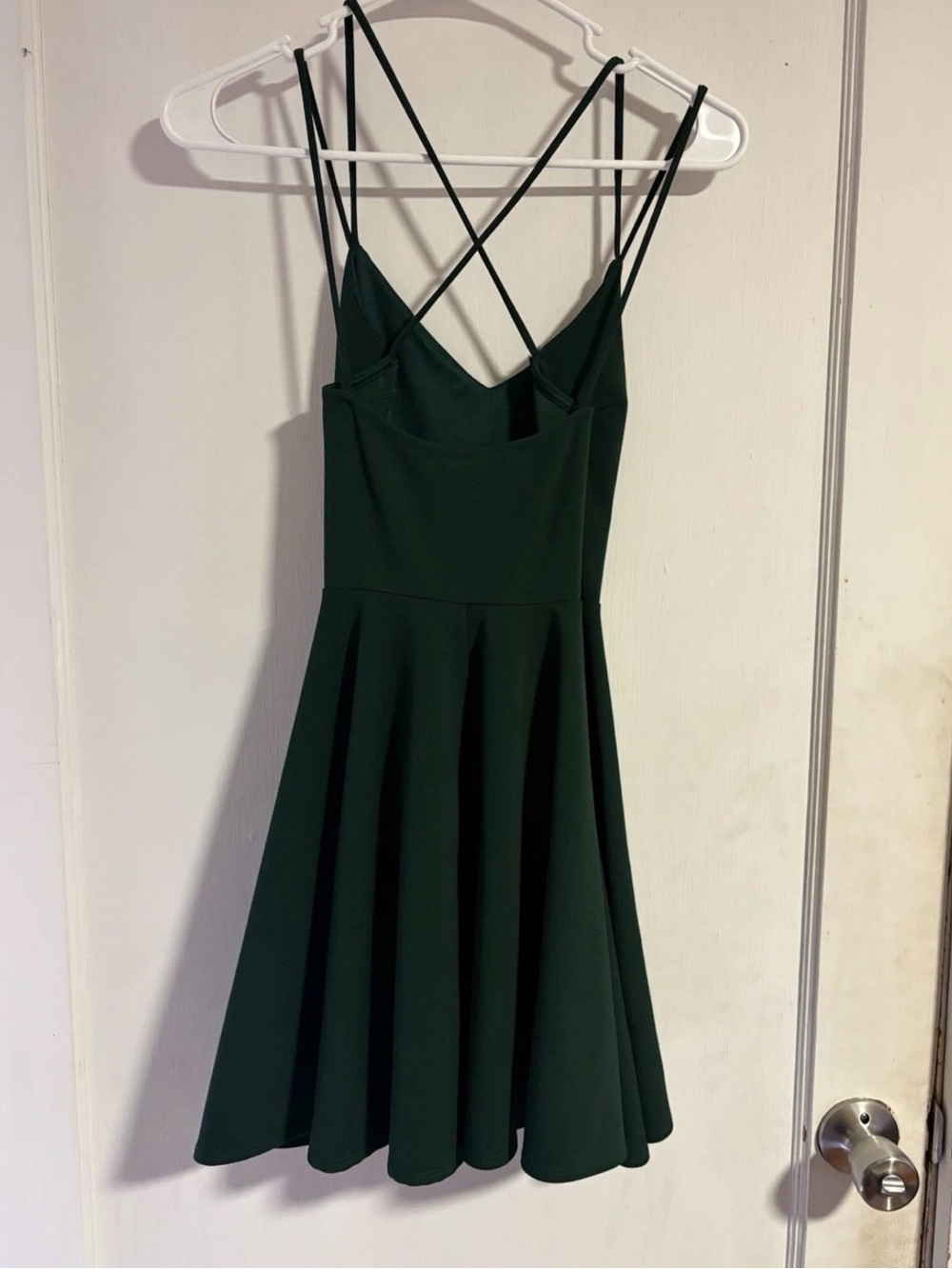 Windsor Dark Green Strappy Back Skater Dress Fit & Flare Mini Party